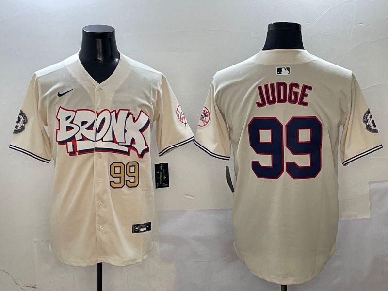 Men New York Yankees #99 Judge Cream four generations Joint Name 2025 Nike MLB Jersey style 4116->new york yankees->MLB Jersey